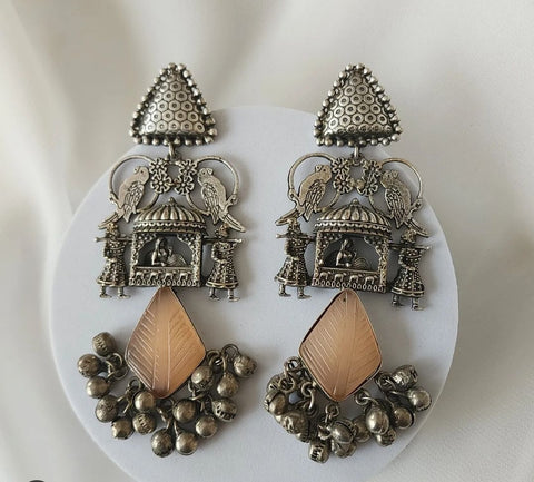 Ridhi silver polish fusion jhumka earrings