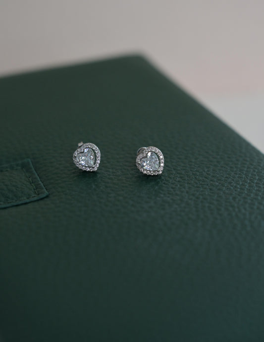 Heart 925 silver stud earrings