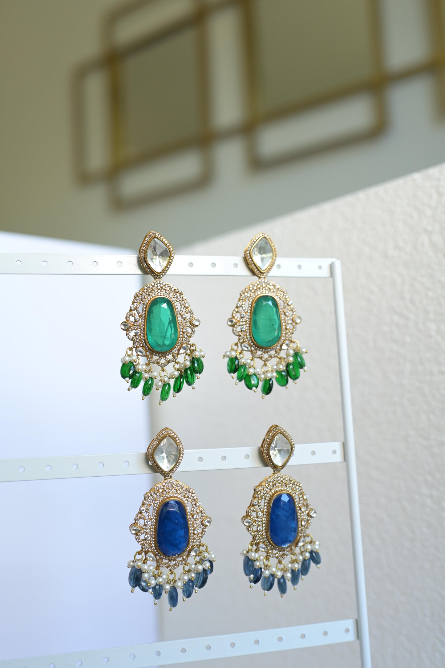 Victorian mossanite polki earrings