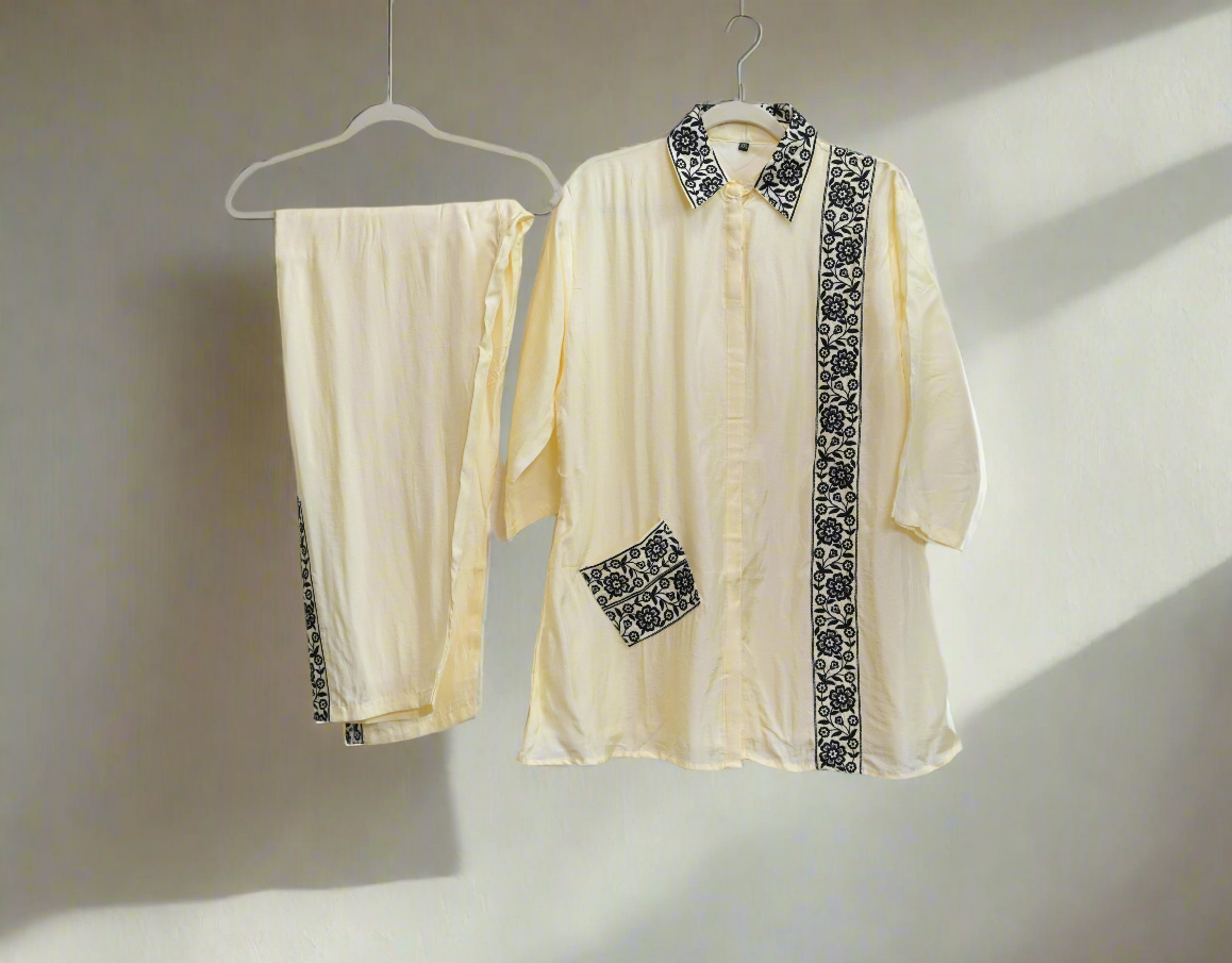 Anika Muslin embroidered cord  set