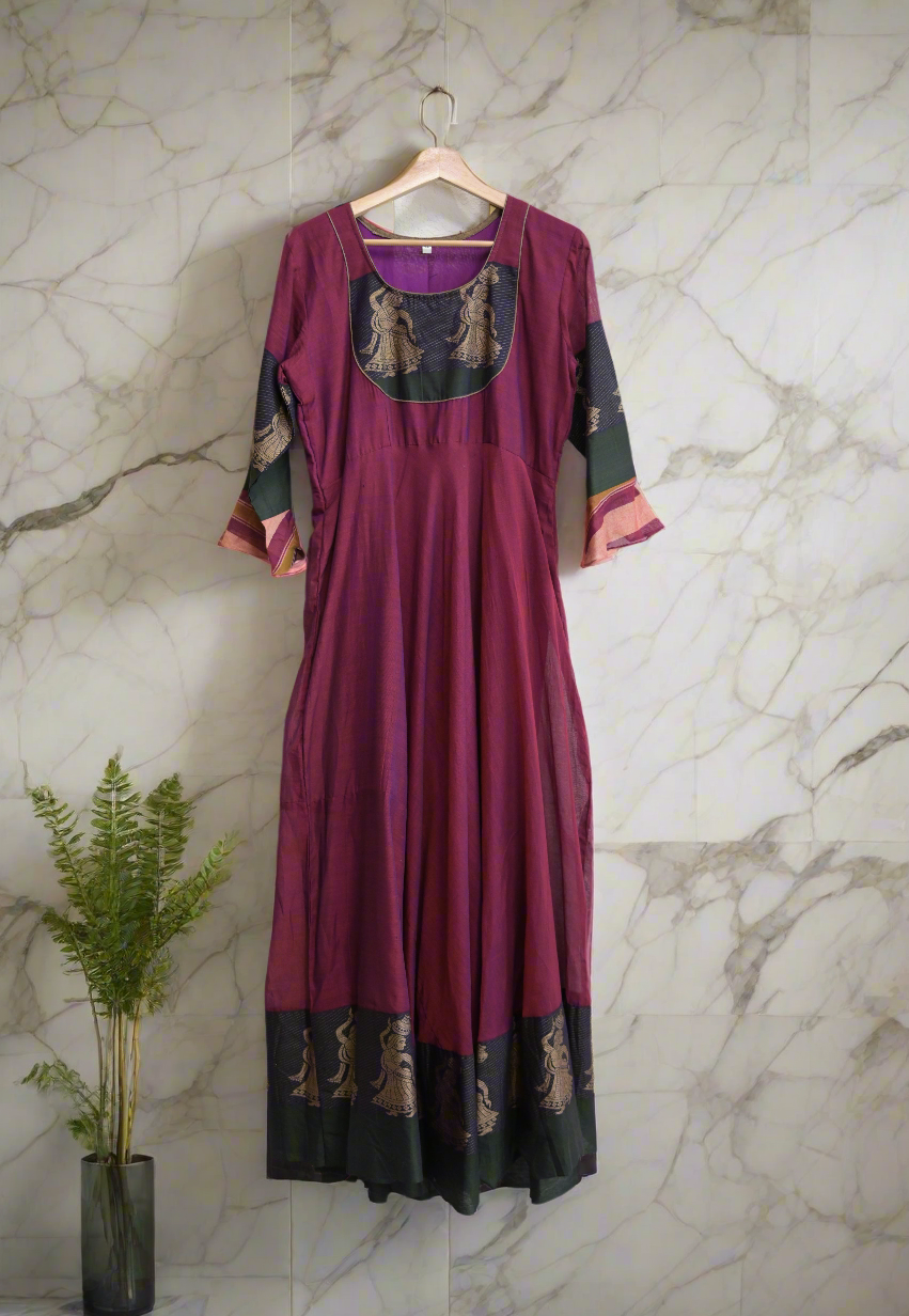 Varalika pink narayanpet mercedized cotton long dress
