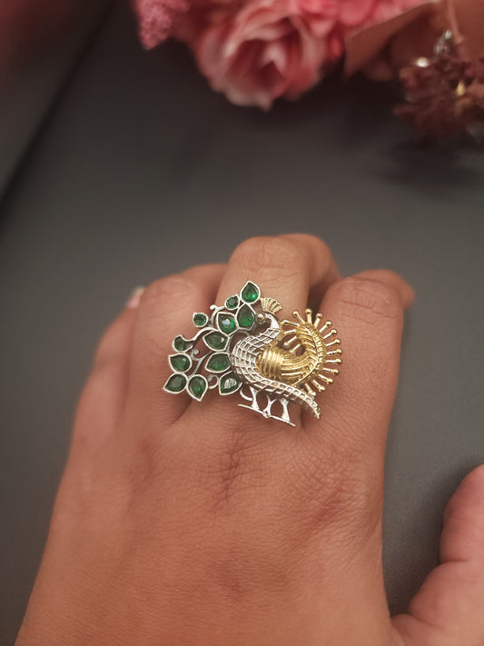 Surya silver alike dualtone ring