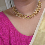 Beaded goldplated statement necklace set