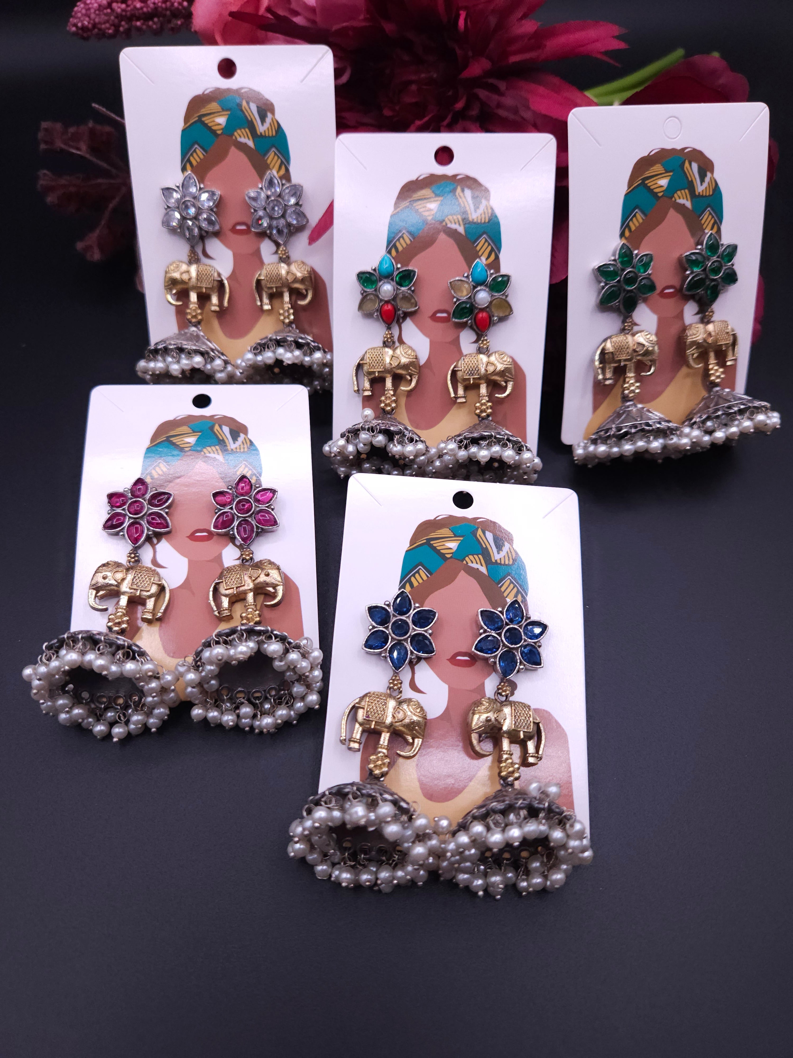 Elephant dualtone jhumka earrings