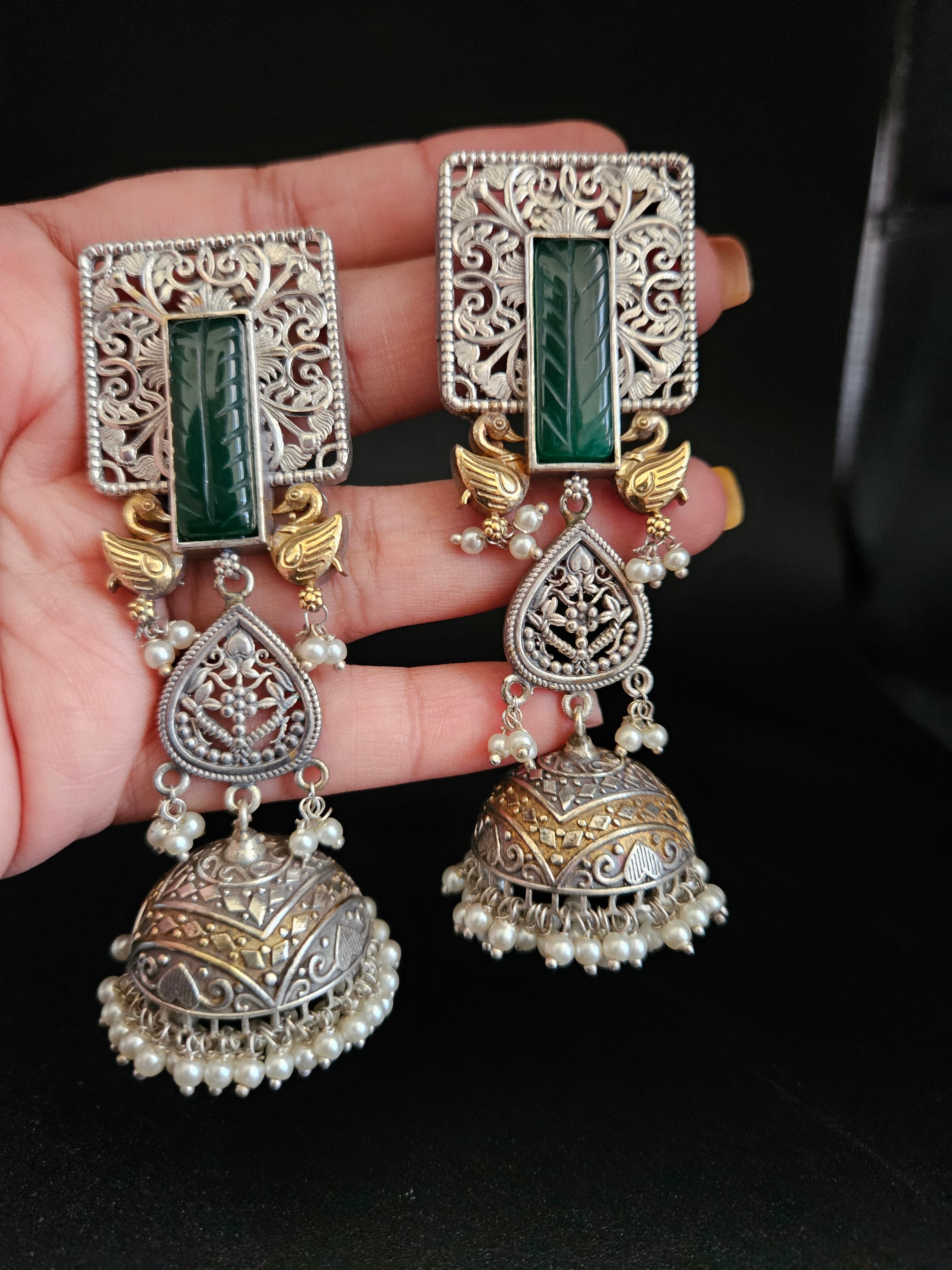Aastha dualtone jhumka earrings