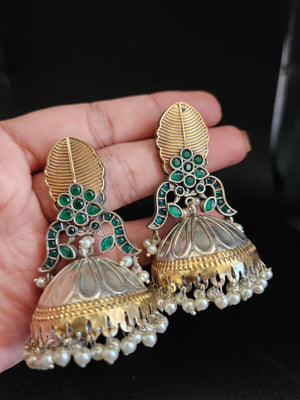 Aastha dualtone jhumka earrings