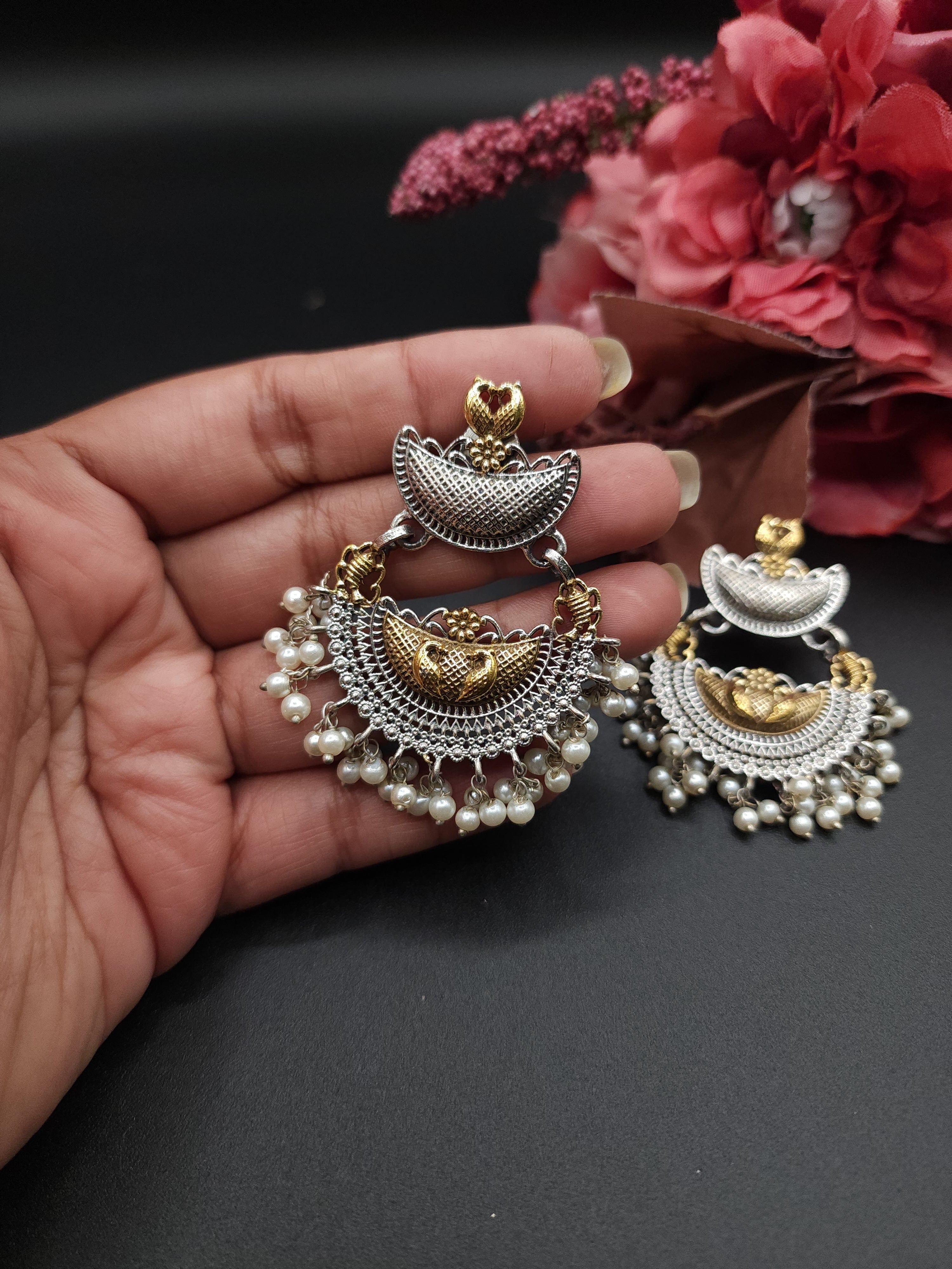 Aastha dualtone jhumka earrings