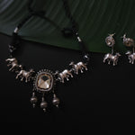 Gomathi fusion silveralike choker necklace set