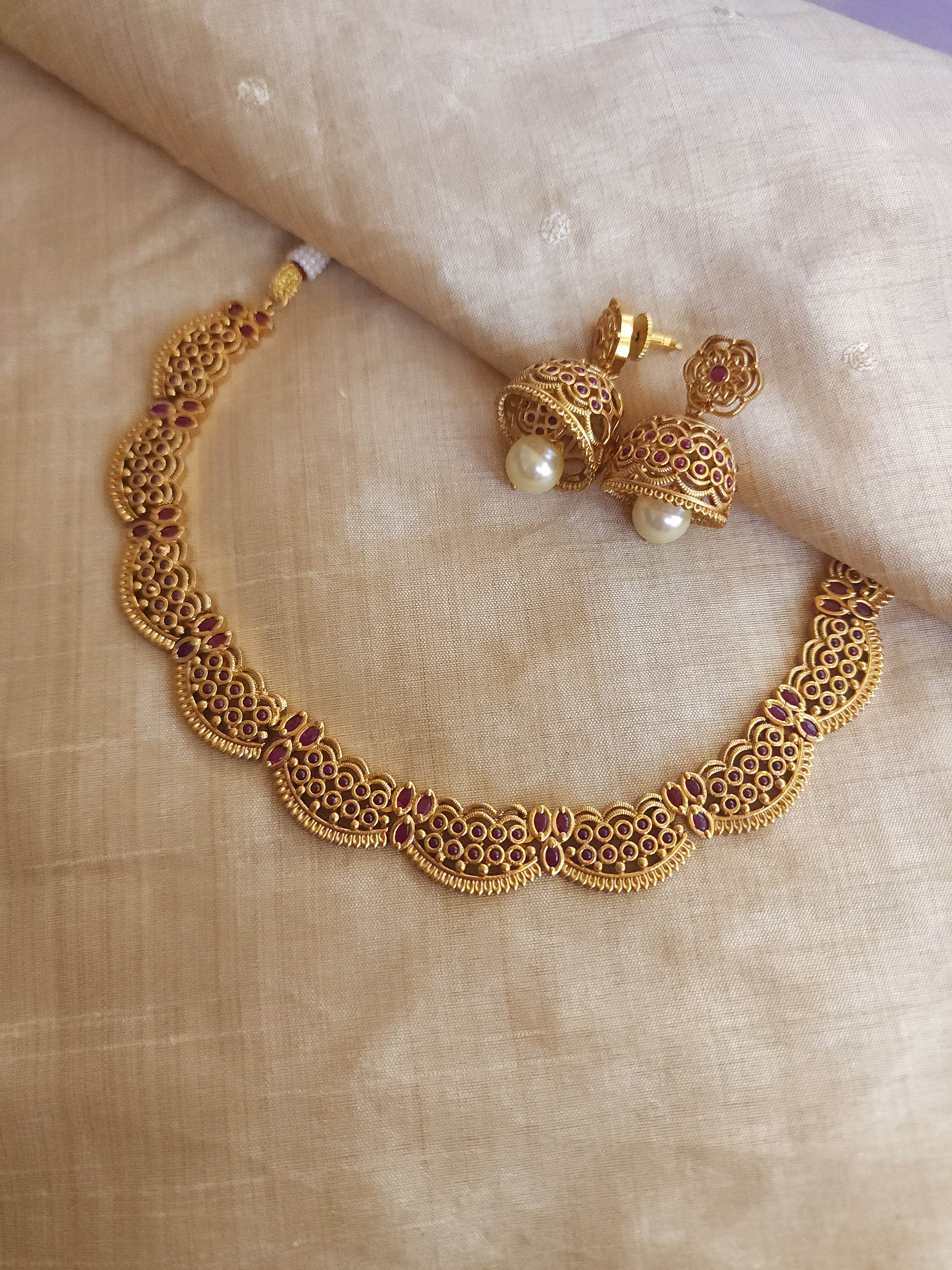 Bhani goldplated statement choker necklace set