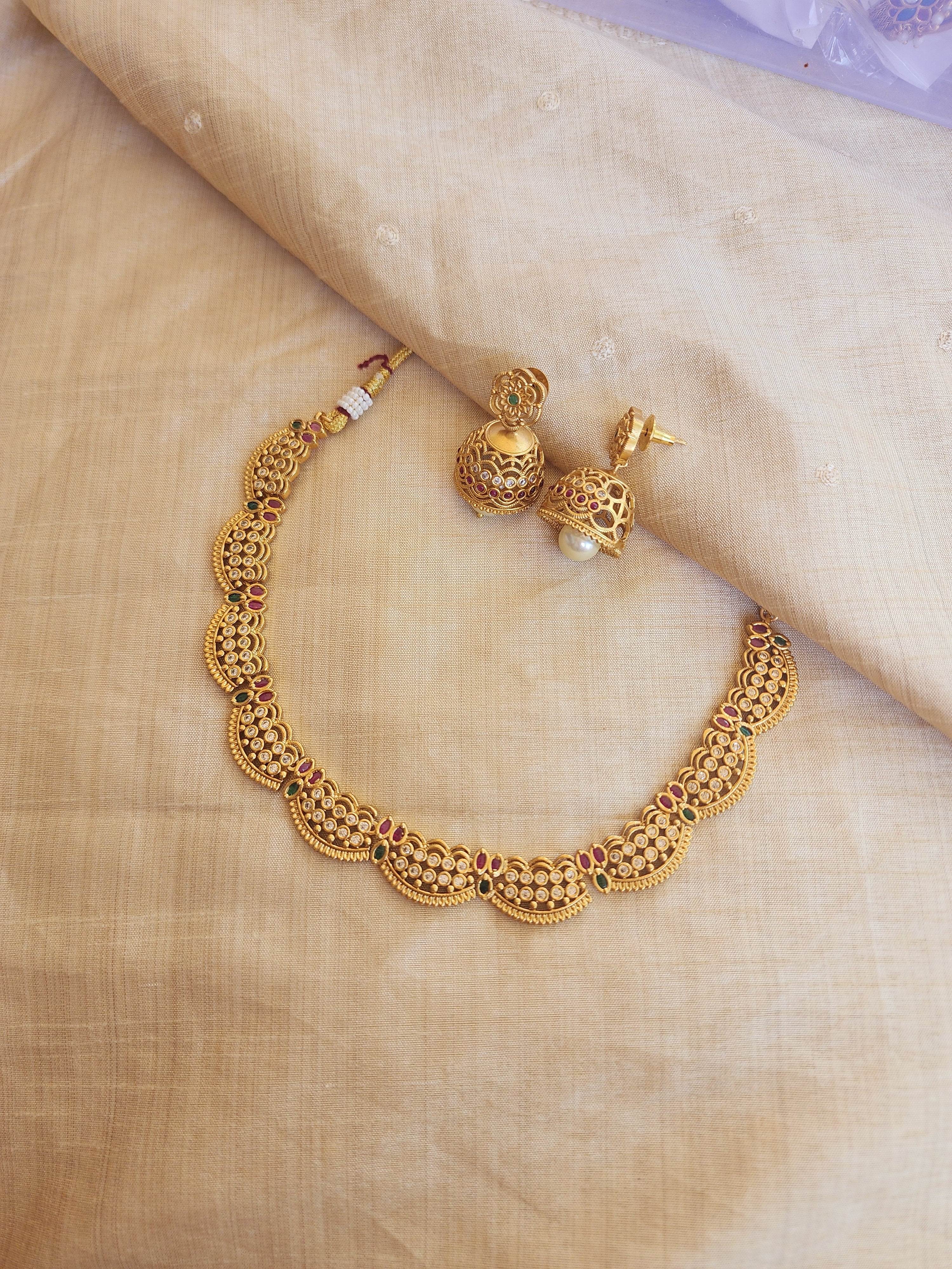 Bhani goldplated statement choker necklace set