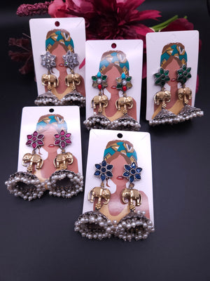 Elephant dualtone jhumka earrings