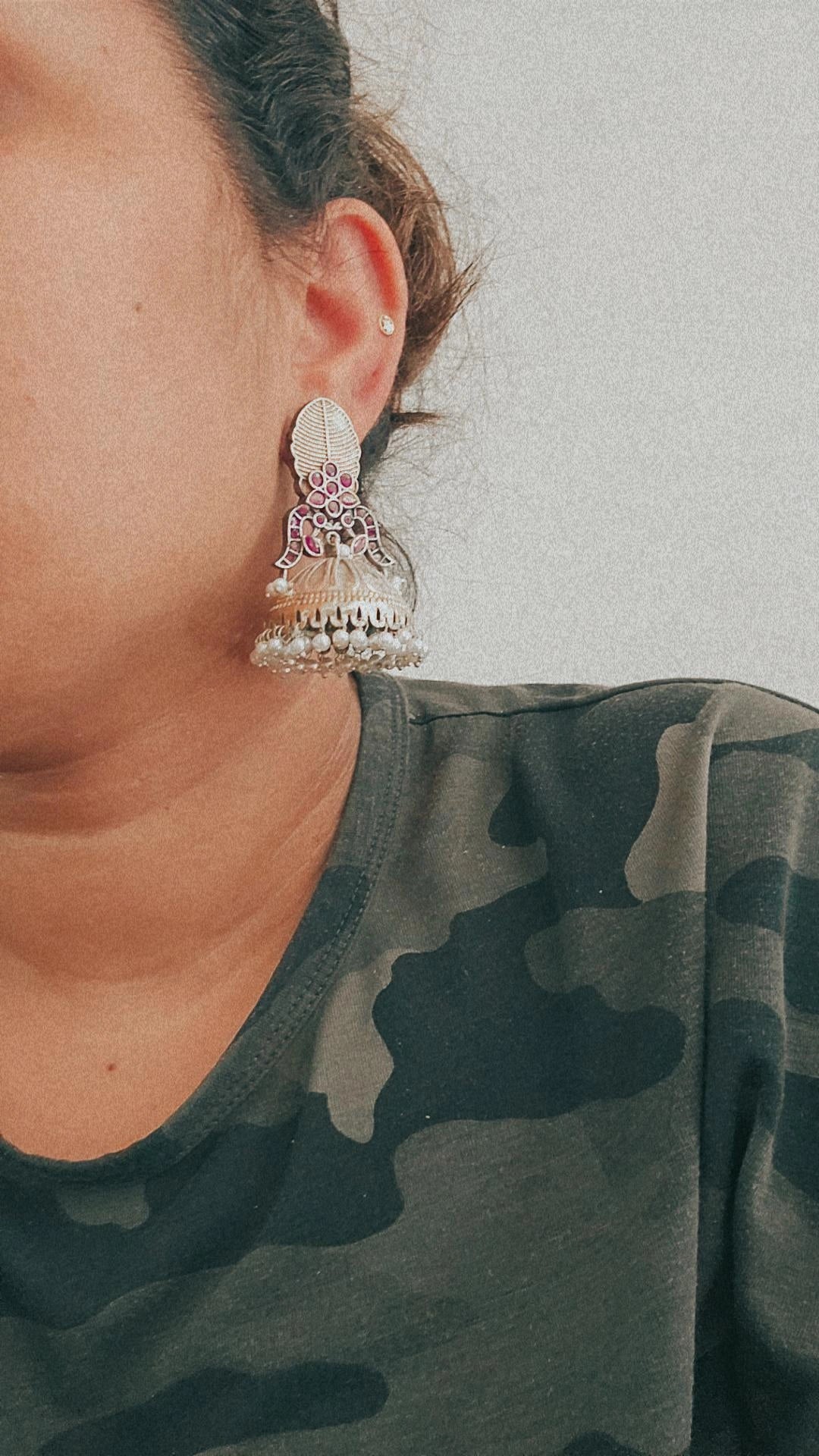 Aastha dualtone jhumka earrings