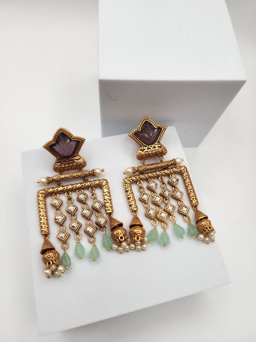 Peacock polki contemporary earrings