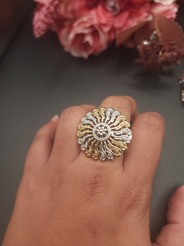Kranthi silver alike dualtone ring