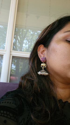 Elephant dualtone jhumka earrings