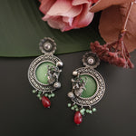 Mogul natural stone silver alike earrings