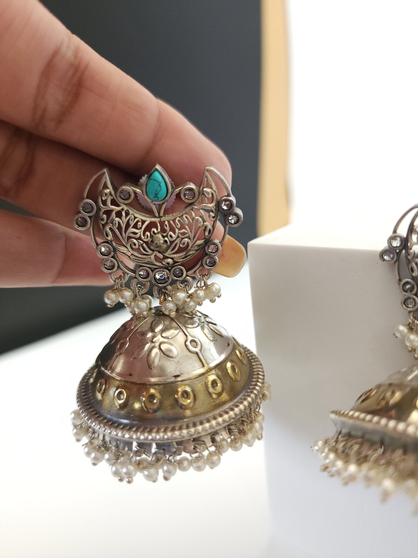 Aastha dualtone jhumka earrings