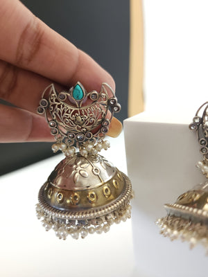Aastha dualtone jhumka earrings