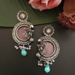 Mogul natural stone silver alike earrings