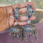 Black metal jhumkas earrings