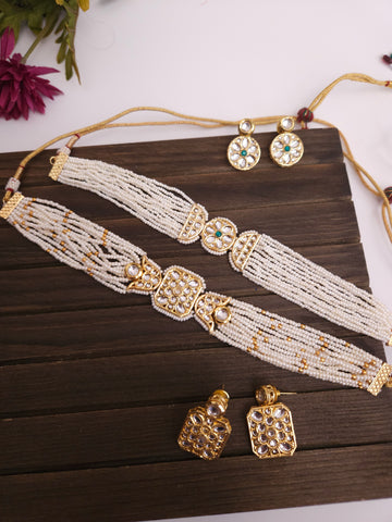Aanshi kundan choker necklace set