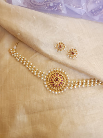Anandhi goldplated choker necklace set