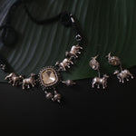 Gomathi fusion silveralike choker necklace set