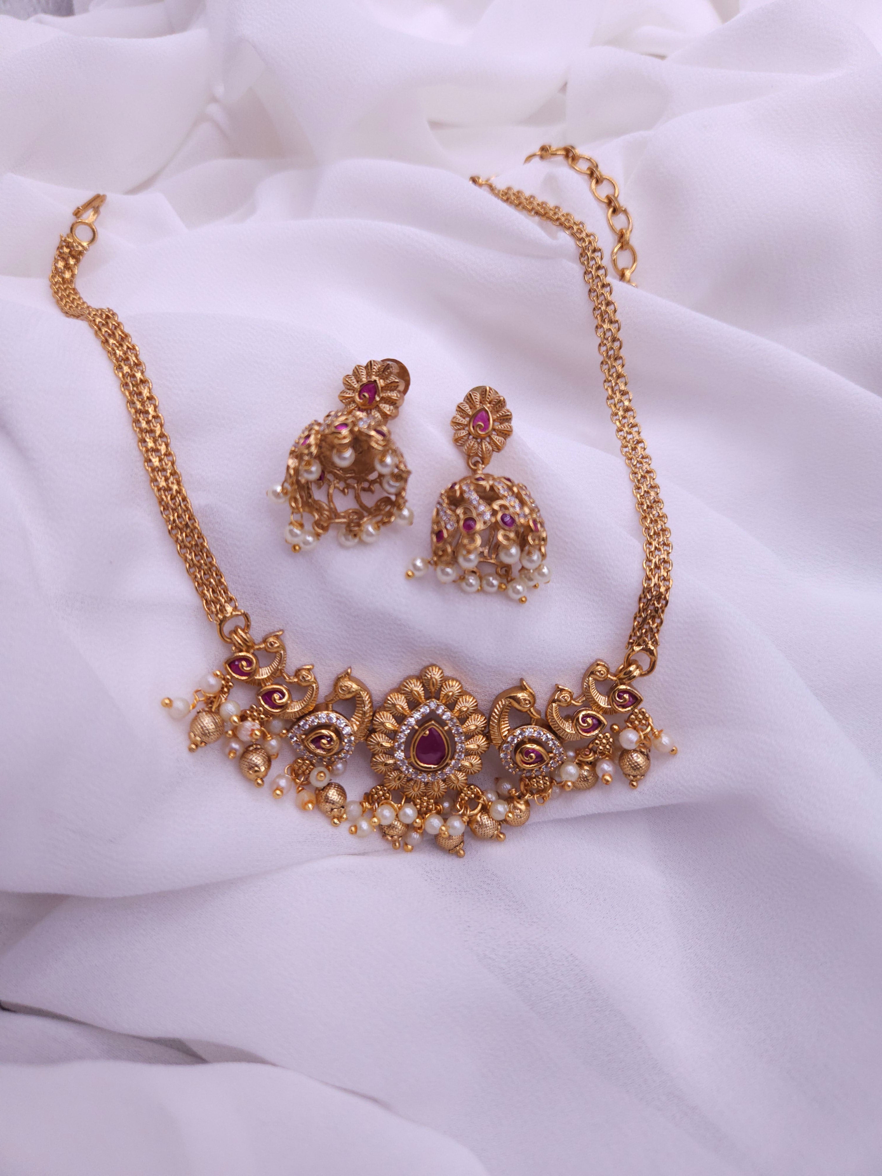 Bhani goldplated statement choker necklace set