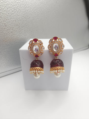 Peacock polki jhumka earrings