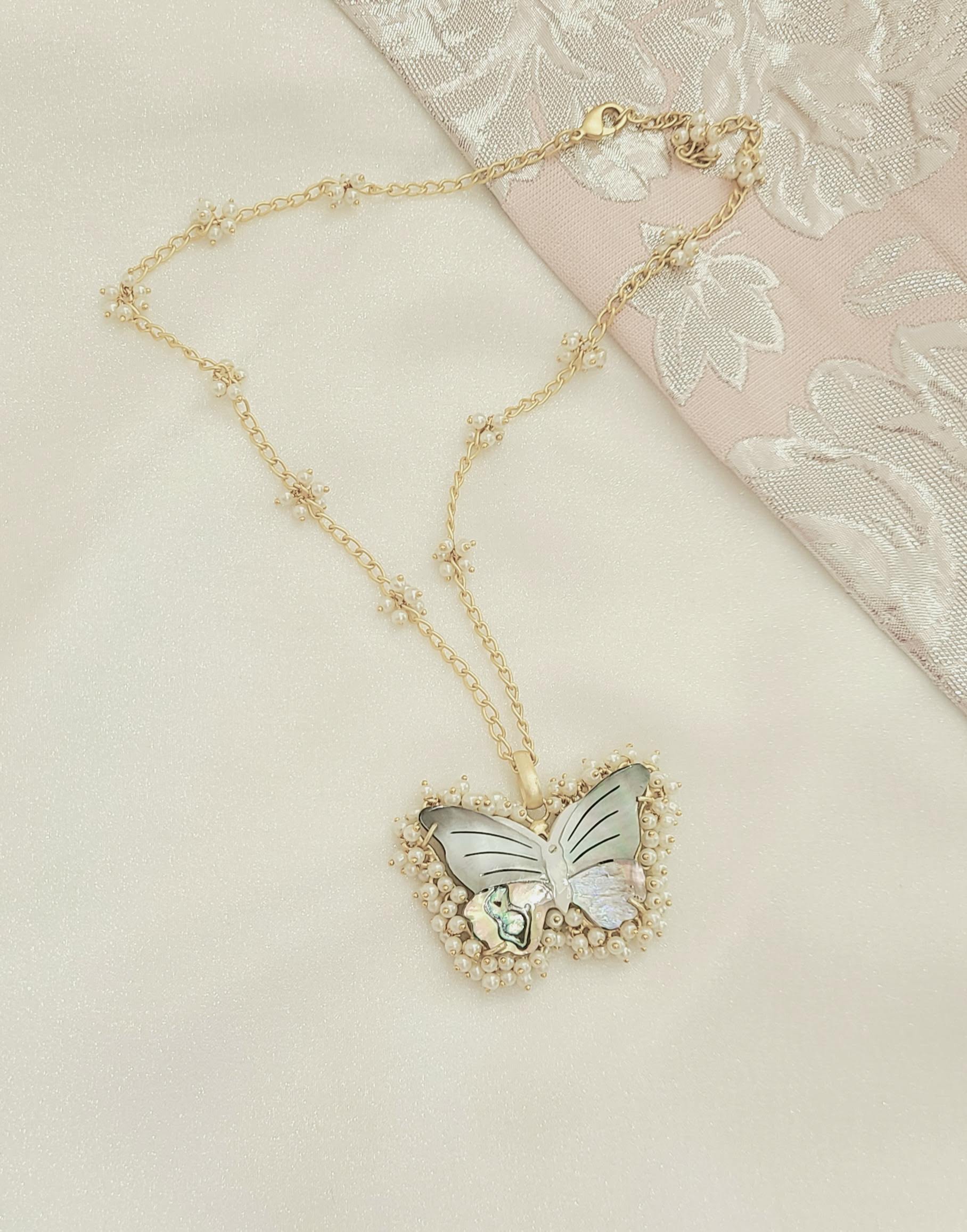 Mother of pearl butterfly necklace