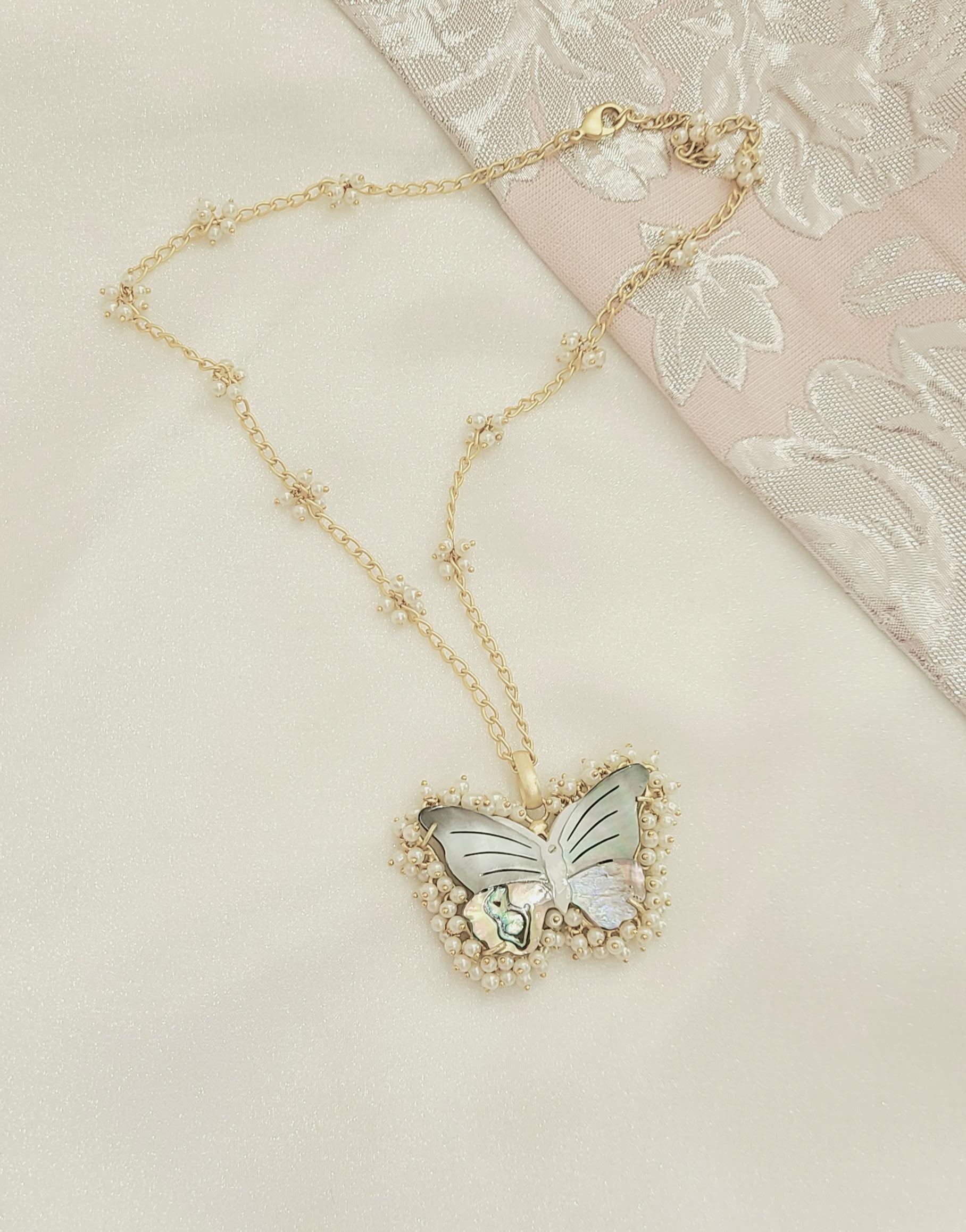 Mother of pearl butterfly necklace