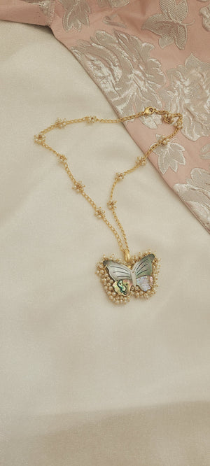 Mother of pearl butterfly necklace
