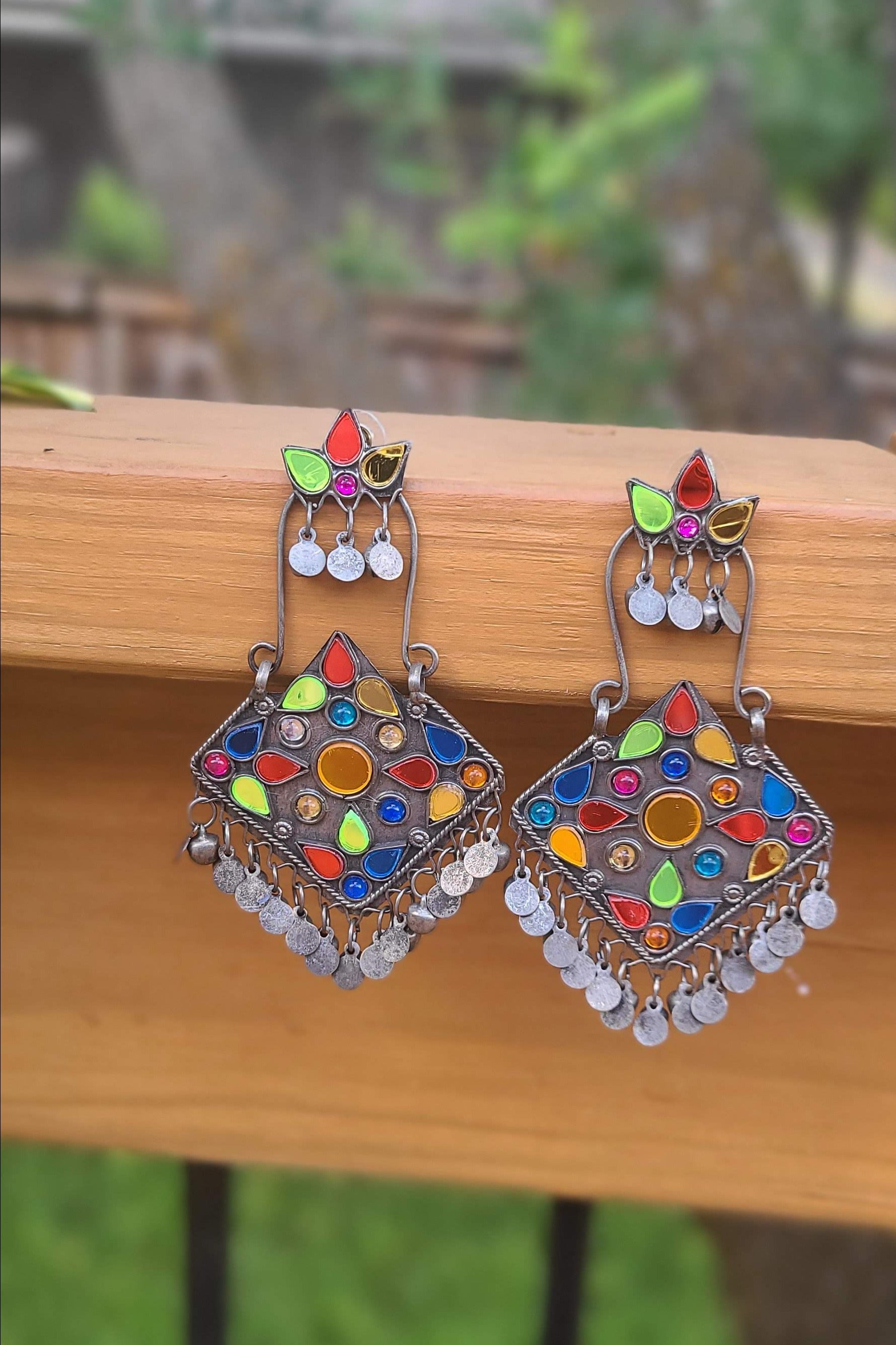 Mirror multi color earrings