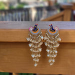 Gold Plated Kundan Chandbali chandelier Earrings meenakari Jhumka earrings
