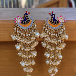 Gold Plated Kundan Chandbali chandelier Earrings meenakari Jhumka earrings