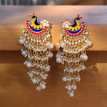 Gold Plated Kundan Chandbali chandelier Earrings meenakari Jhumka earrings