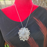 Antique Indian Traditional Silver look alike Necklace and Earrings, Pendant Necklace Fusion Necklace Indian jewelry Dual tone silver alike necklace