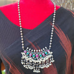 Antique Indian Traditional Silver look alike Necklace and Earrings, Pendant Necklace Fusion Necklace Indian jewelry Dual tone silver alike necklace