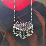 Antique Indian Traditional Silver look alike Necklace and Earrings, Pendant Necklace Fusion Necklace Indian jewelry Dual tone silver alike necklace