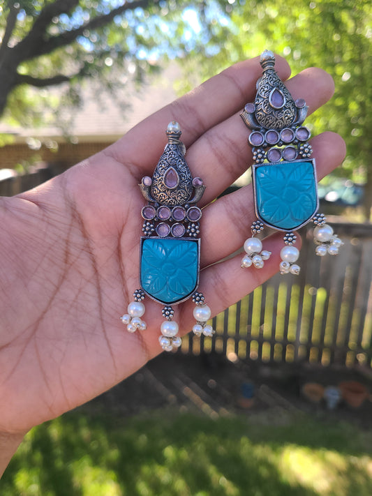 Anaika natural carved stone earrings