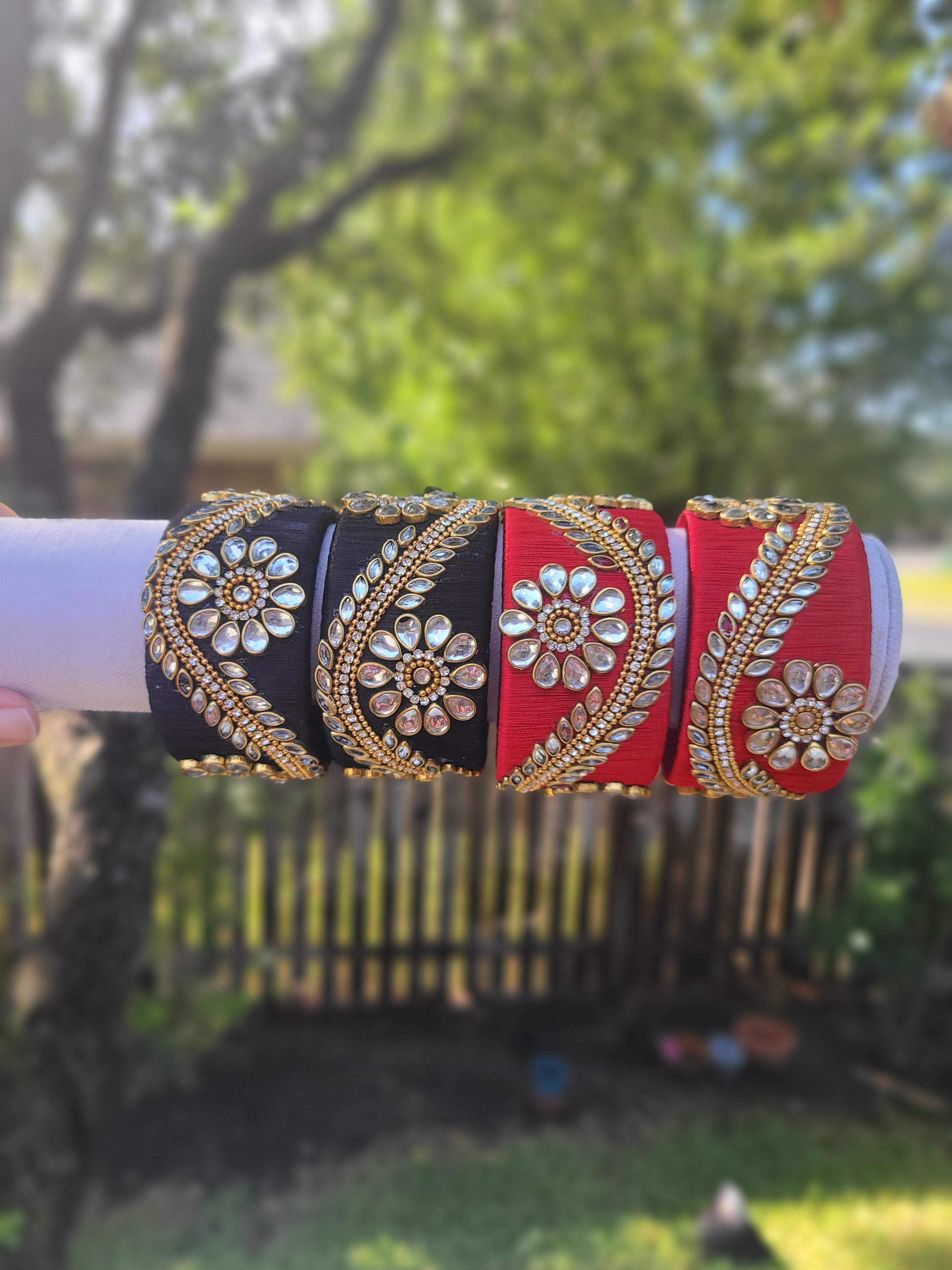 Black or Red Thread bangles