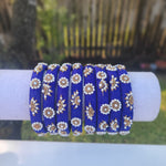 Blue fabric embroidery bangles