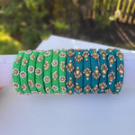 Green fabric embroidery bangles