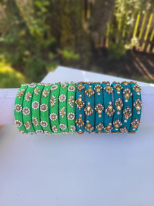 Green fabric embroidery bangles