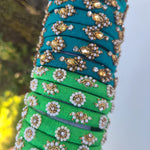 Green fabric embroidery bangles