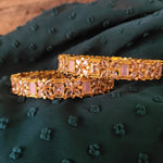 Cz gold plated pink bangles 2 '6 size