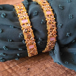 Cz gold plated pink bangles 2 '6 size