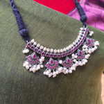 Handmade black thread long pendant necklace set
