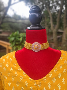 Rosegold cz choker necklace set