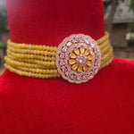 Rosegold cz choker necklace set
